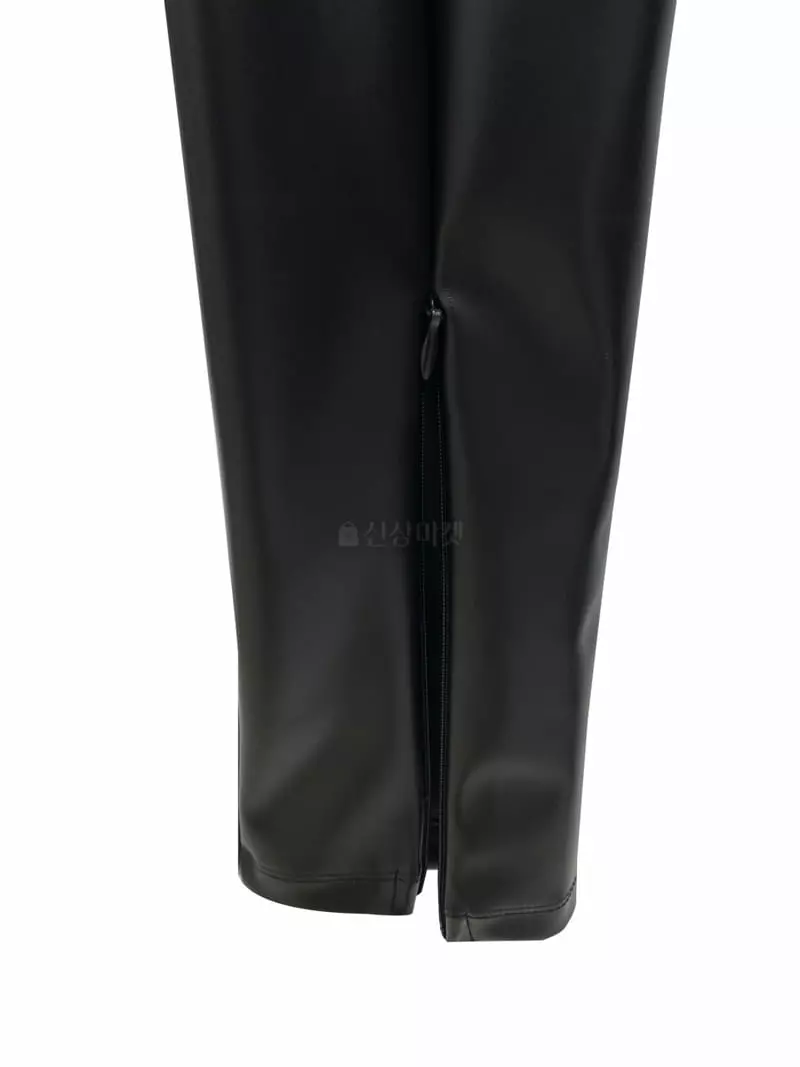 Inssense - Korean Women Fashion - #momslook - Leather Front Slit Zipper Leggings - 9