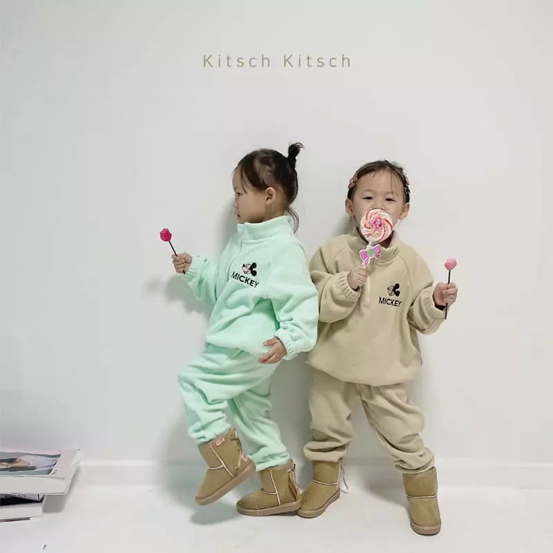 Kitsch Kitsch - Korean Children Fashion - #childofig - Let's Go Half Turtleneck Fleece Top Bottom Set - 6