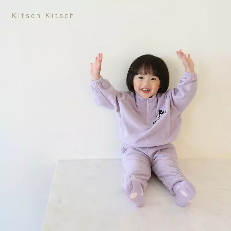 Kitsch Kitsch - Korean Children Fashion - #discoveringself - Let's Go Half Turtleneck Fleece Top Bottom Set - 9