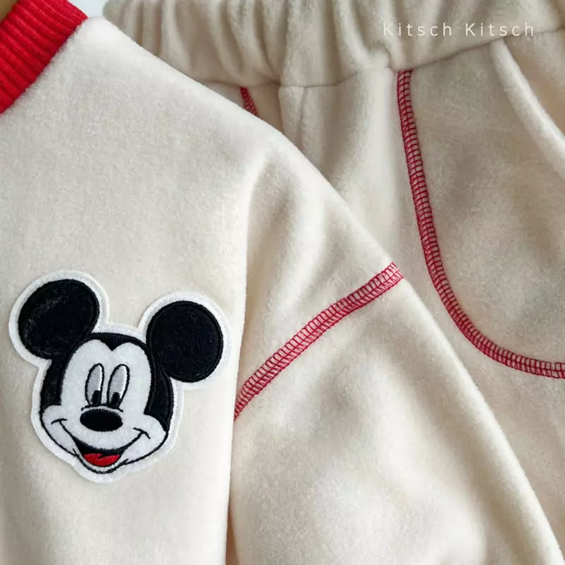 Kitsch Kitsch - Korean Children Fashion - #discoveringself - Cozy Mickey Traffic Light Top Bottom Set - 2