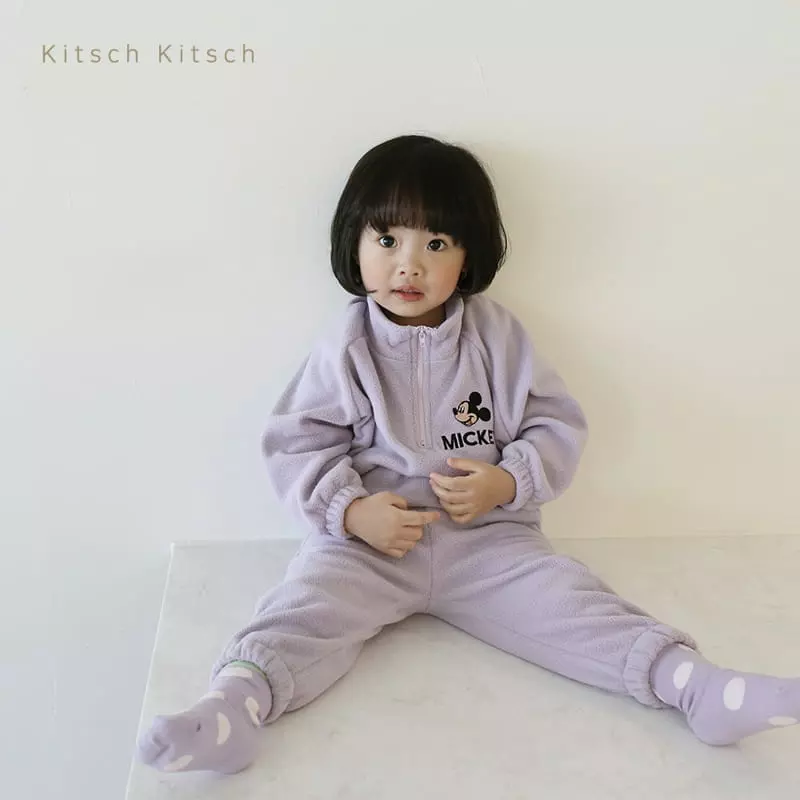 Kitsch Kitsch - Korean Children Fashion - #fashionkids - Let's Go Half Turtleneck Fleece Top Bottom Set - 10