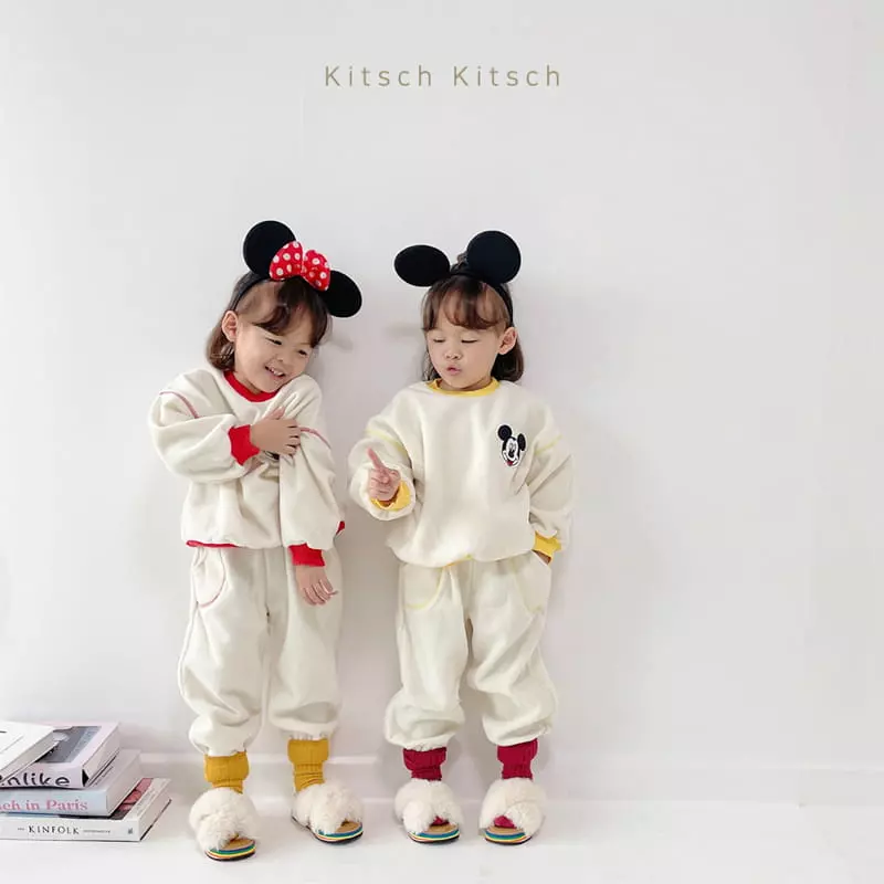 Kitsch Kitsch - Korean Children Fashion - #fashionkids - Cozy Mickey Traffic Light Top Bottom Set - 3