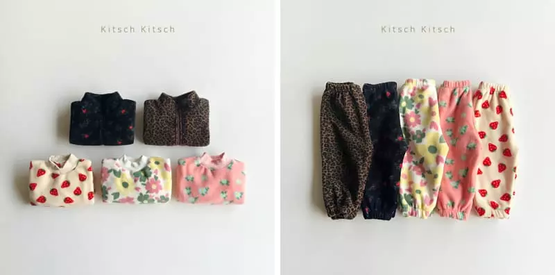 Kitsch Kitsch - Korean Children Fashion - #fashionkids - Fleece Sweatshirt Top Bottom Set 