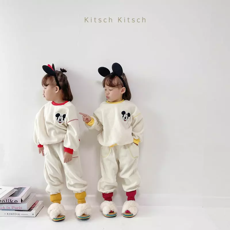 Kitsch Kitsch - Korean Children Fashion - #fashionkids - Cozy Mickey Traffic Light Top Bottom Set - 4