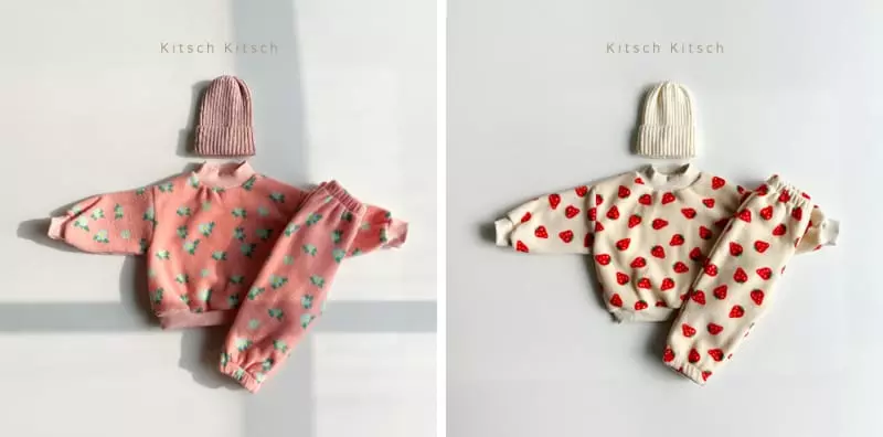Kitsch Kitsch - Korean Children Fashion - #kidsstore - Fleece Sweatshirt Top Bottom Set  - 3
