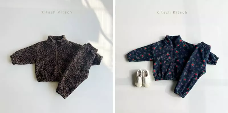 Kitsch Kitsch - Korean Children Fashion - #kidzfashiontrend - Fleece Zip-up Top Bottom Set - 3