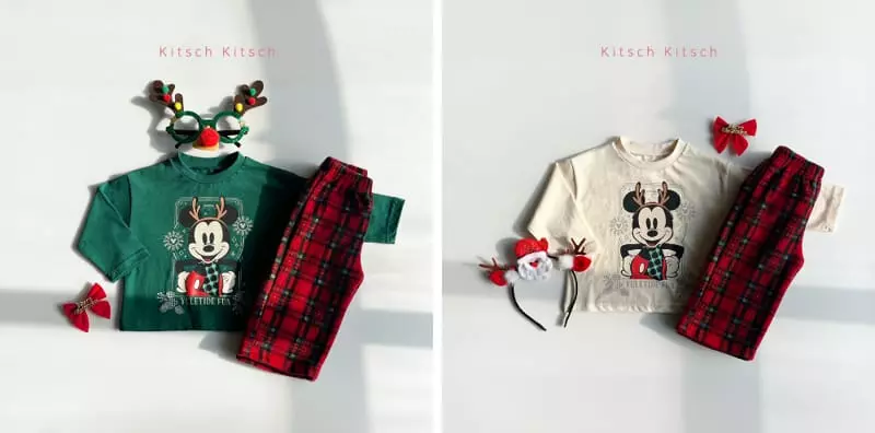 Kitsch Kitsch - Korean Children Fashion - #kidzfashiontrend - Christmas Top Bottom Set - 2