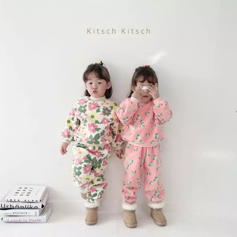 Kitsch Kitsch - Korean Children Fashion - #littlefashionista - Fleece Sweatshirt Top Bottom Set  - 6