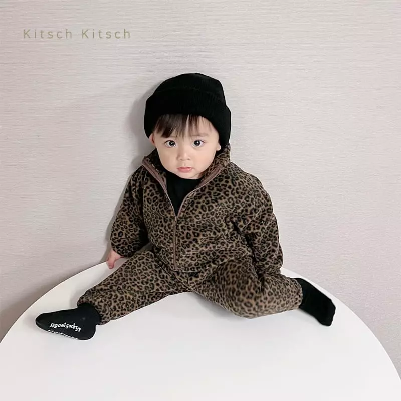 Kitsch Kitsch - Korean Children Fashion - #littlefashionista - Fleece Zip-up Top Bottom Set - 5