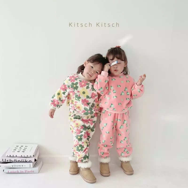 Kitsch Kitsch - Korean Children Fashion - #magicofchildhood - Fleece Sweatshirt Top Bottom Set  - 7