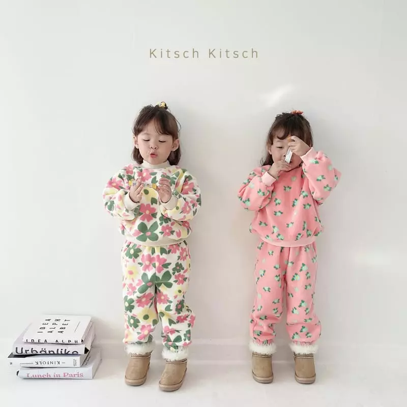 Kitsch Kitsch - Korean Children Fashion - #minifashionista - Fleece Sweatshirt Top Bottom Set  - 8