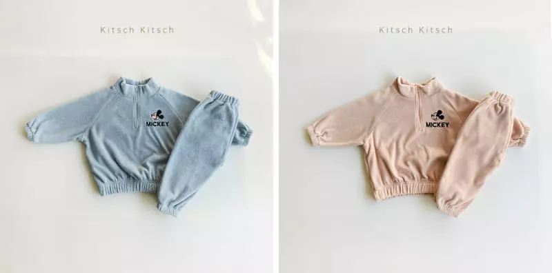 Kitsch Kitsch - Korean Children Fashion - #prettylittlegirls - Let's Go Half Turtleneck Fleece Top Bottom Set - 2