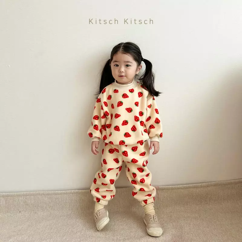 Kitsch Kitsch - Korean Children Fashion - #prettylittlegirls - Fleece Sweatshirt Top Bottom Set  - 9