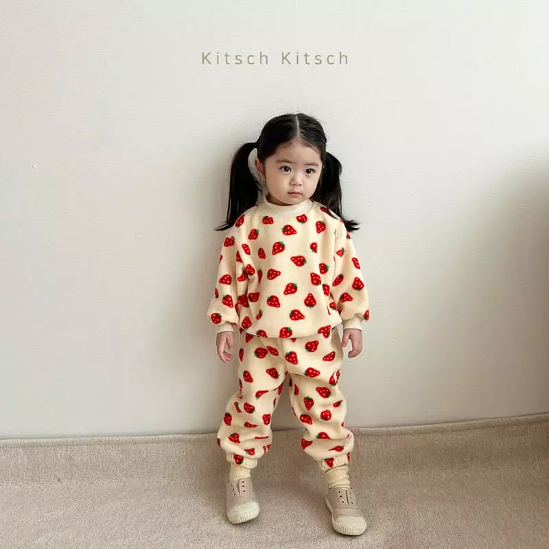 Kitsch Kitsch - Korean Children Fashion - #stylishchildhood - Fleece Sweatshirt Top Bottom Set  - 12