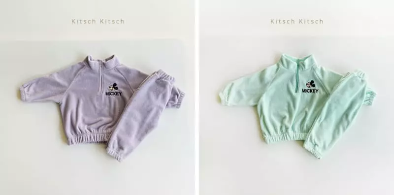 Kitsch Kitsch - Korean Children Fashion - #todddlerfashion - Let's Go Half Turtleneck Fleece Top Bottom Set - 3