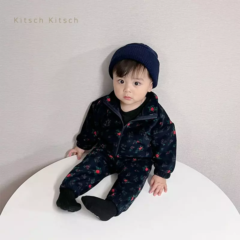 Kitsch Kitsch - Korean Children Fashion - #todddlerfashion - Fleece Zip-up Top Bottom Set - 9