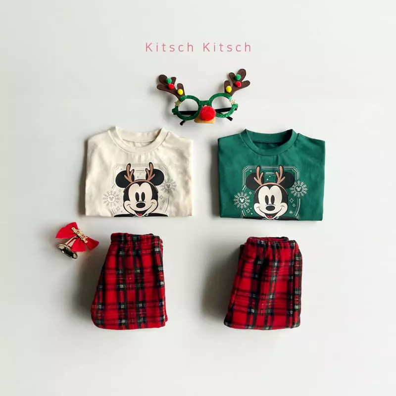 Kitsch Kitsch - Korean Women Fashion - #shopsmall - Mom Christmas Top Bottom Set