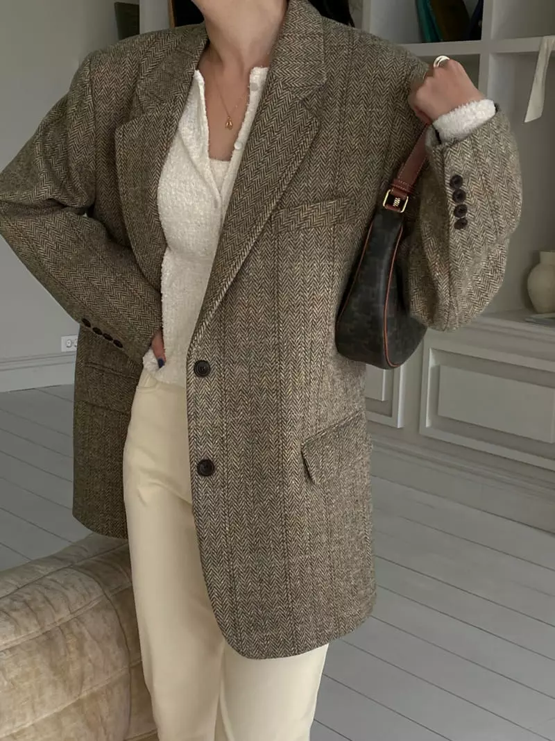Lefave - Korean Women Fashion - #momslook - Herringbone Jacket