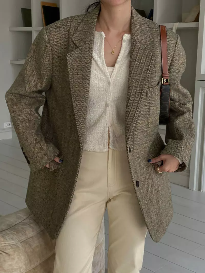 Lefave - Korean Women Fashion - #momslook - Herringbone Jacket - 10