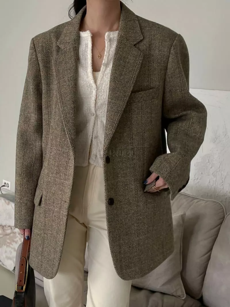 Lefave - Korean Women Fashion - #momslook - Herringbone Jacket - 7