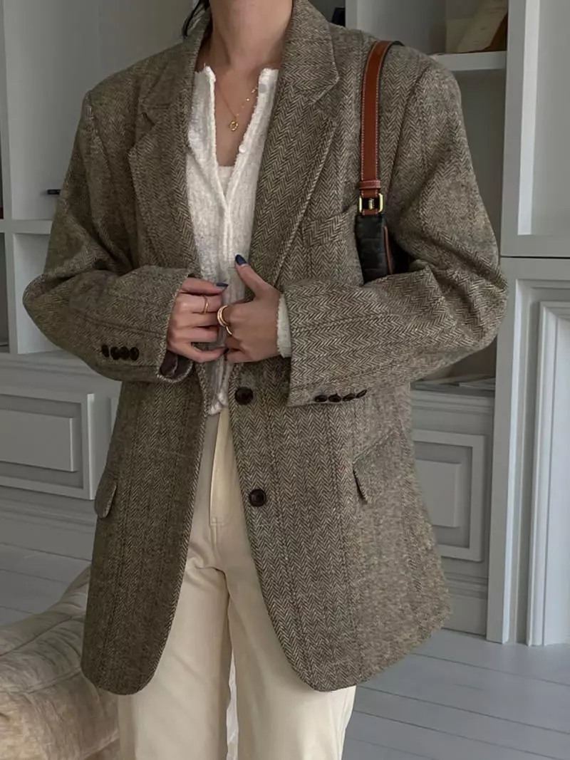 Lefave - Korean Women Fashion - #momslook - Herringbone Jacket - 4