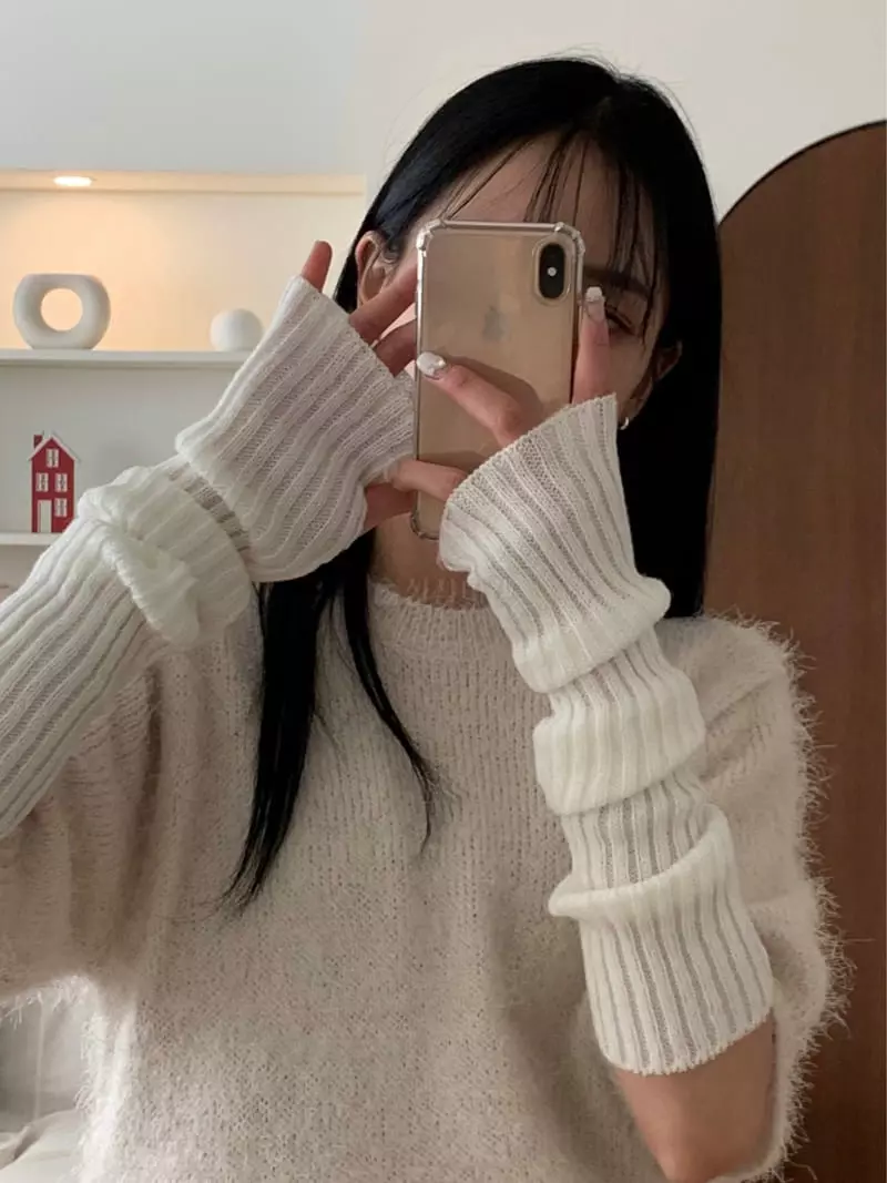 Lemei - Korean Women Fashion - #momslook - H079 Rib Long Gloves - 3