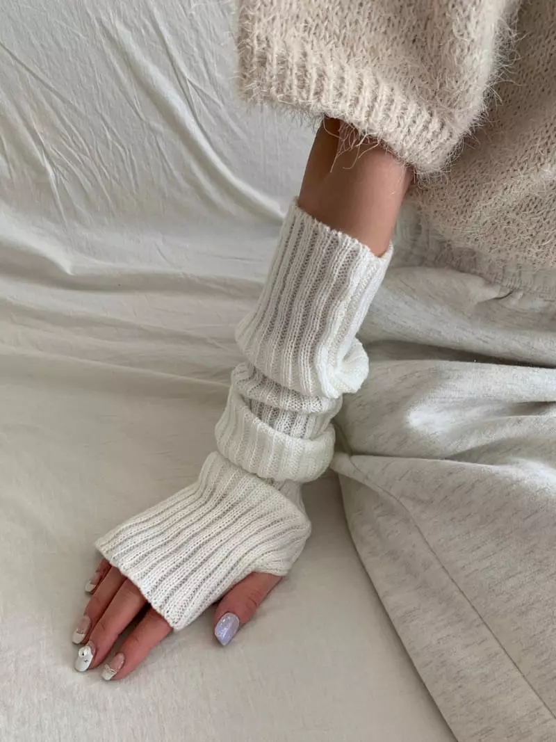 Lemei - Korean Women Fashion - #womensfashion - H079 Rib Long Gloves - 10