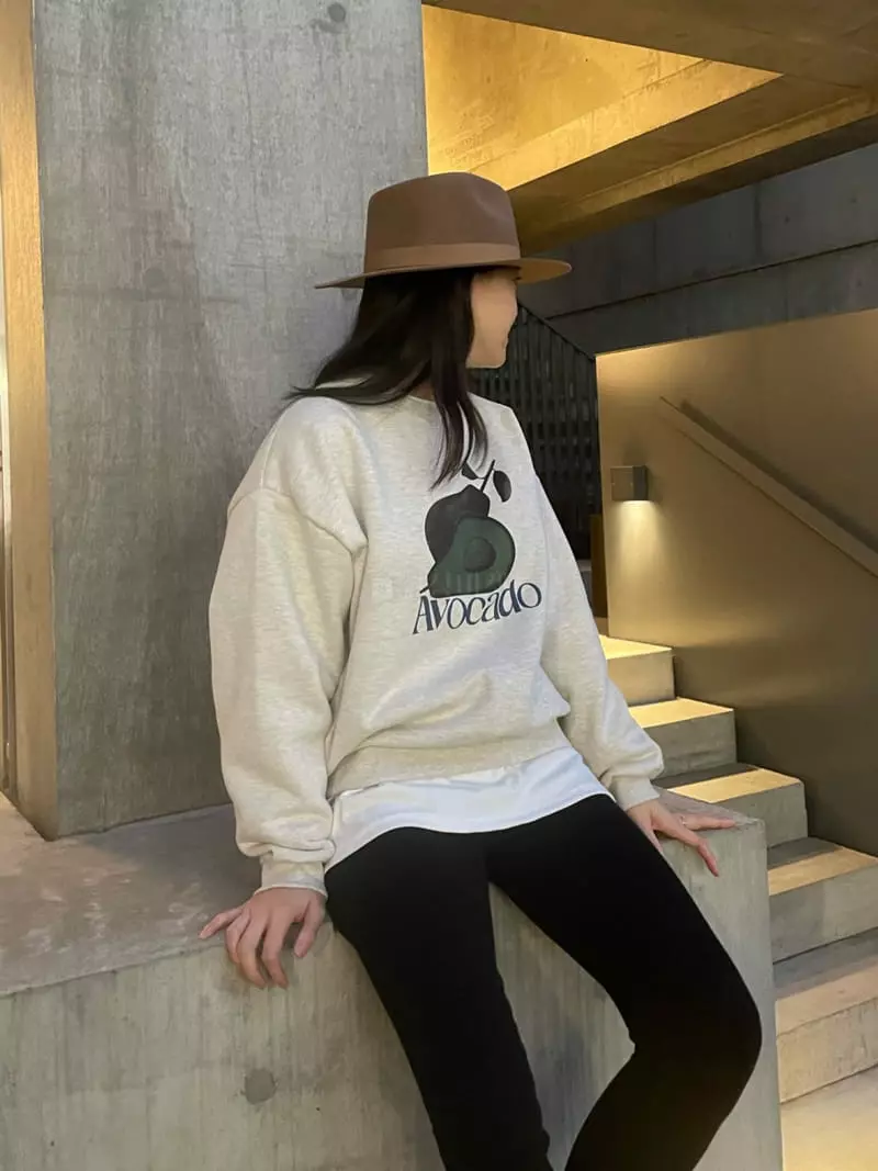 Levase - Korean Women Fashion - #momslook - Avocado Sweatshirt - 10
