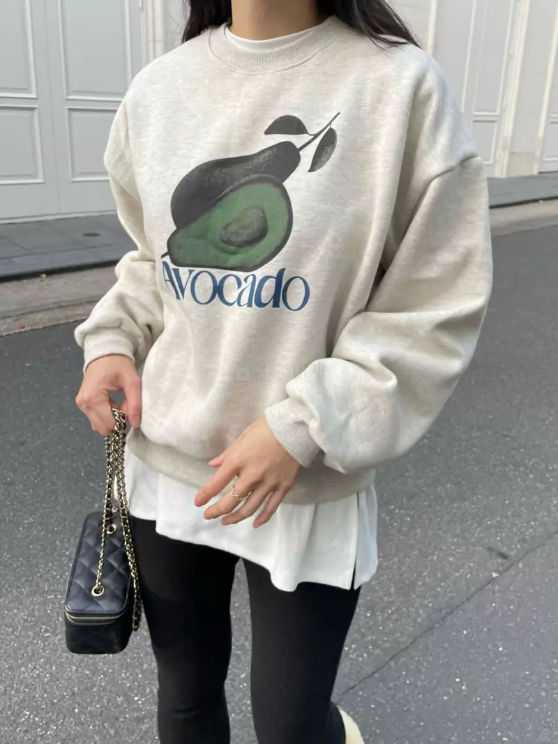 Levase - Korean Women Fashion - #momslook - Avocado Sweatshirt - 12