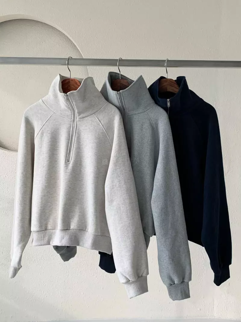 Level - Korean Women Fashion - #vintageinspired - Fran Half Zip-up Sweatshirt - 7
