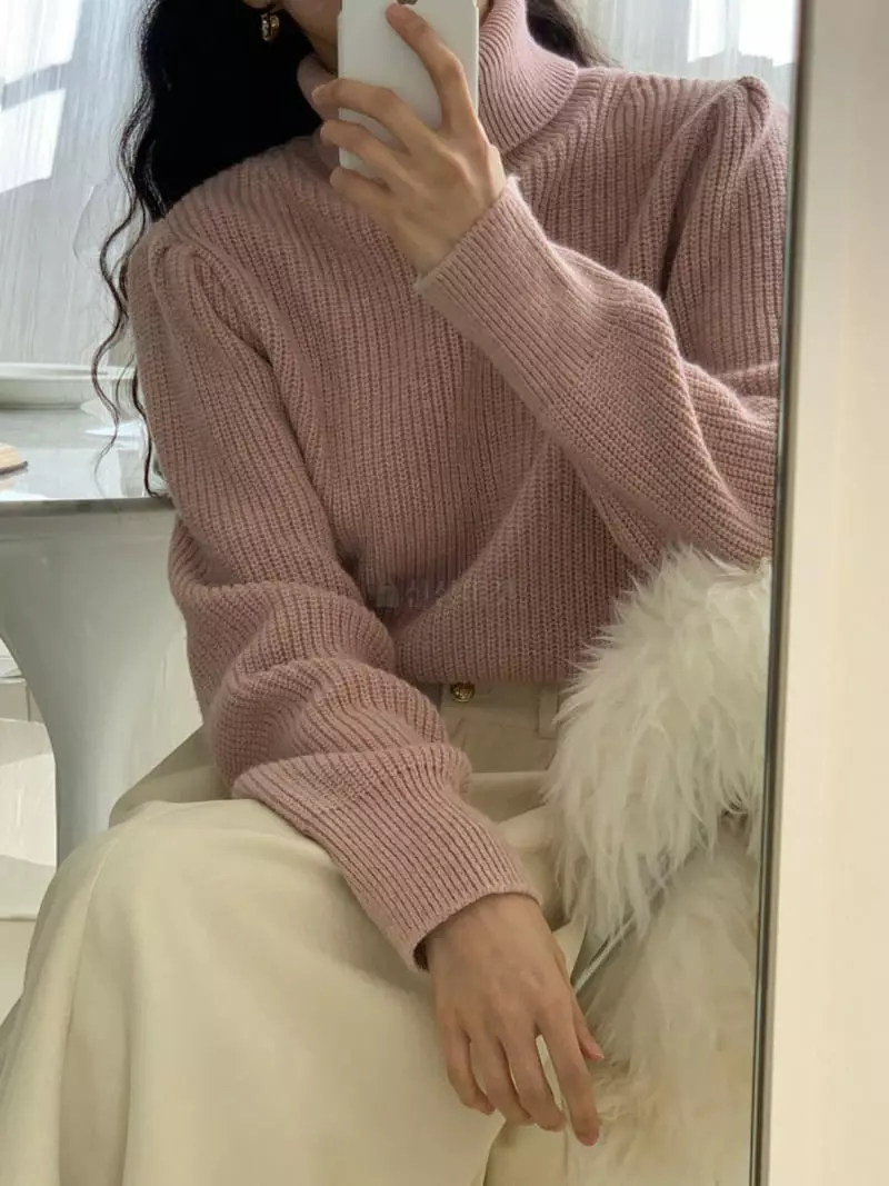Libre - Korean Women Fashion - #momslook - Puff Turtlenck Knit Tee - 3