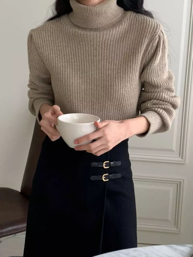 Libre - Korean Women Fashion - #momslook - Puff Turtlenck Knit Tee - 5