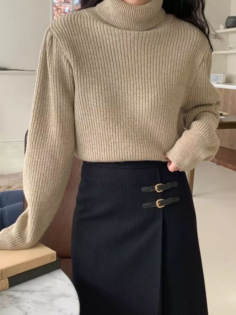 Libre - Korean Women Fashion - #momslook - Puff Turtlenck Knit Tee - 7