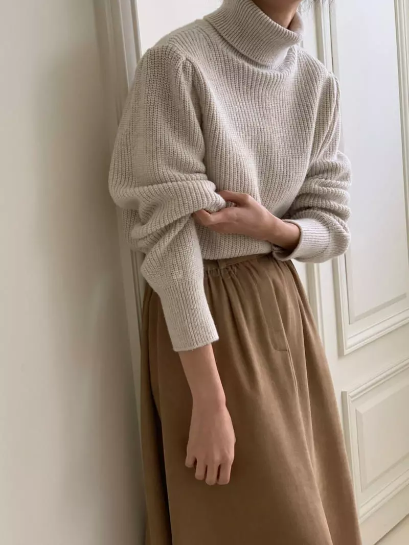 Libre - Korean Women Fashion - #womensfashion - Puff Turtlenck Knit Tee - 10