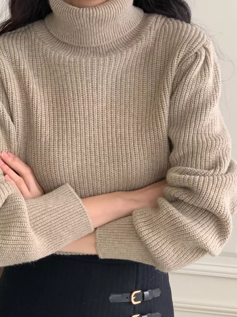 Libre - Korean Women Fashion - #womensfashion - Puff Turtlenck Knit Tee - 8