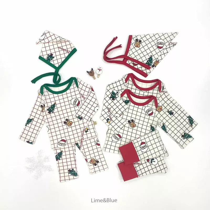 Lime & Blue - Korean Baby Fashion - #babyboutique - Merry Christmas Bodysuit with Hat