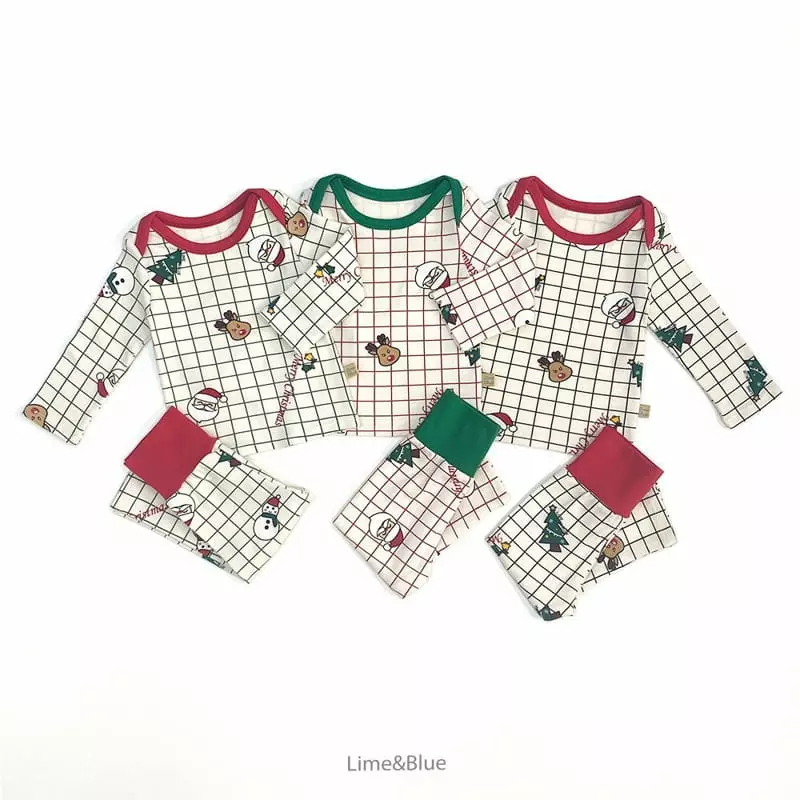 Lime & Blue - Korean Baby Fashion - #babyfever - Merry Christmas Bodysuit with Hat - 5
