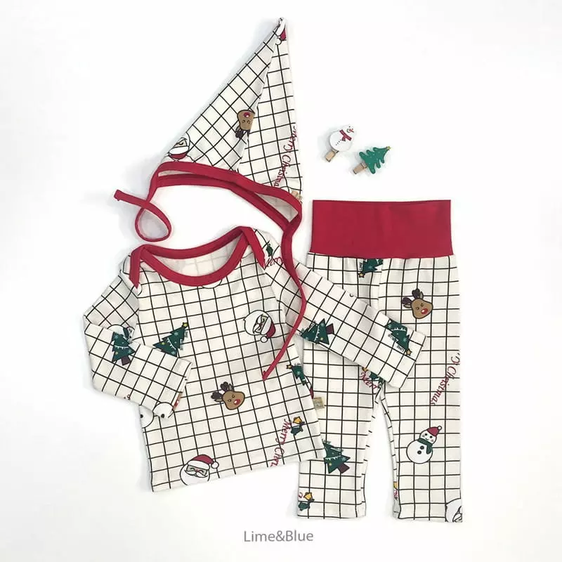 Lime & Blue - Korean Baby Fashion - #babyoninstagram - Merry Christmas Bodysuit with Hat - 8