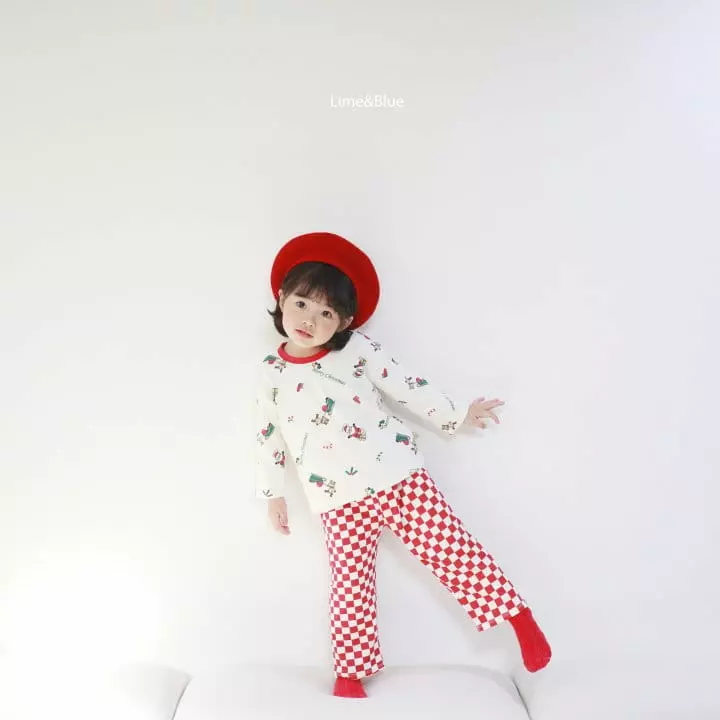 Lime & Blue - Korean Children Fashion - #Kfashion4kids - Check Christmas Easywear - 3