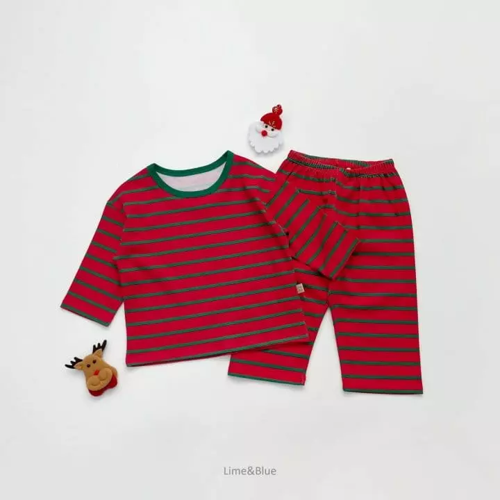 Lime & Blue - Korean Children Fashion - #kidsstore - Christmas Stripes Easywear - 3