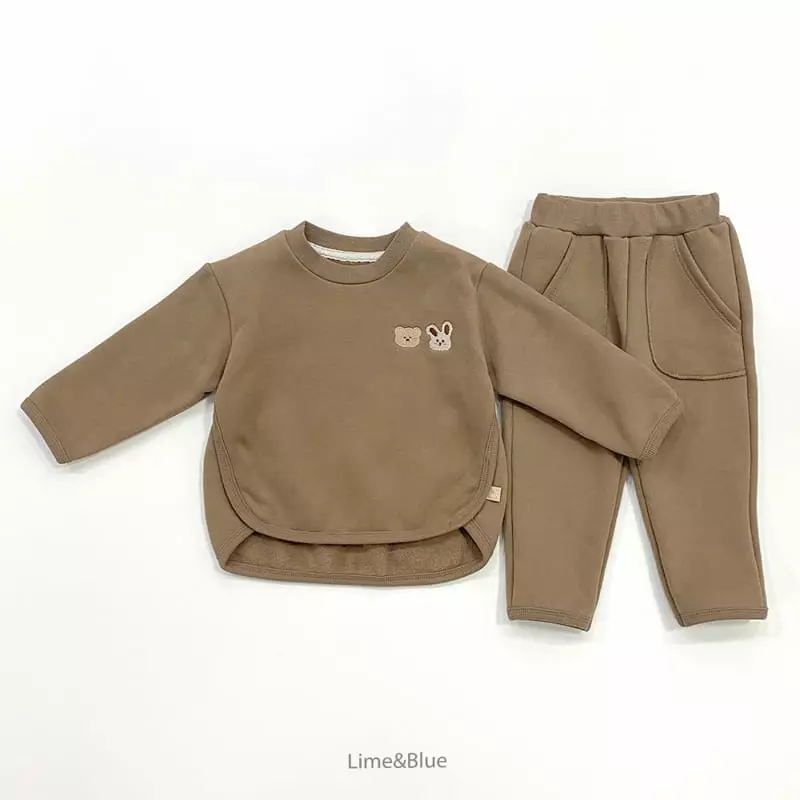 Lime & Blue - Korean Children Fashion - #littlefashionista - Lime Friends Top Bottom Set - 9