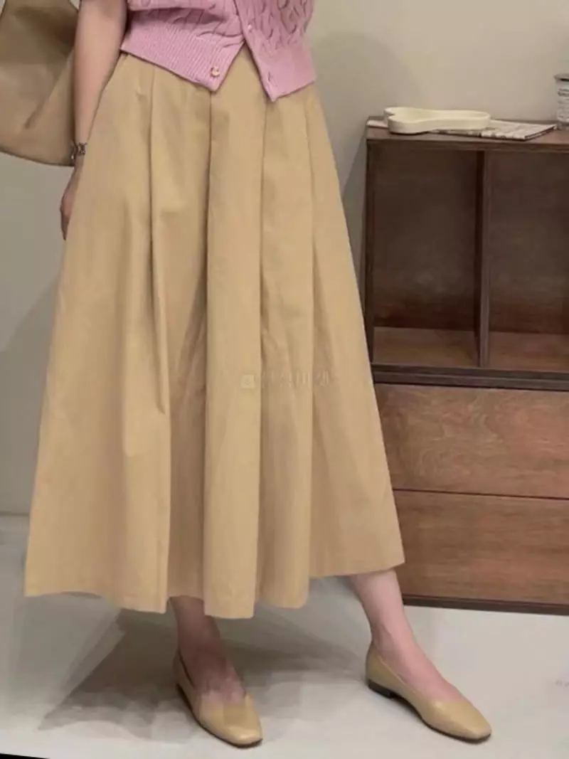 Logon - Korean Women Fashion - #momslook - Winkle Cotton Skirt - 2