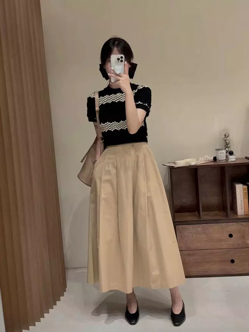 Logon - Korean Women Fashion - #womensfashion - Winkle Cotton Skirt - 4