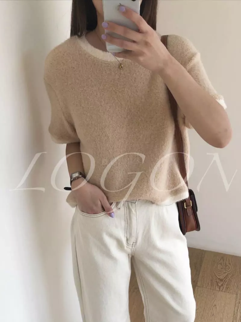 Logon - Korean Women Fashion - #momslook - Cotton Candy Knit Tee - 6