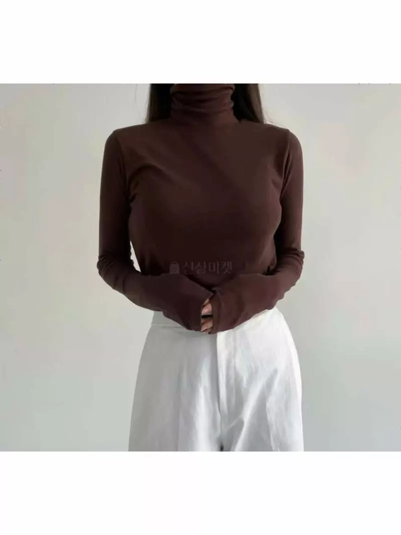 Logon - Korean Women Fashion - #momslook - Basic Turtleneck Tee - 2