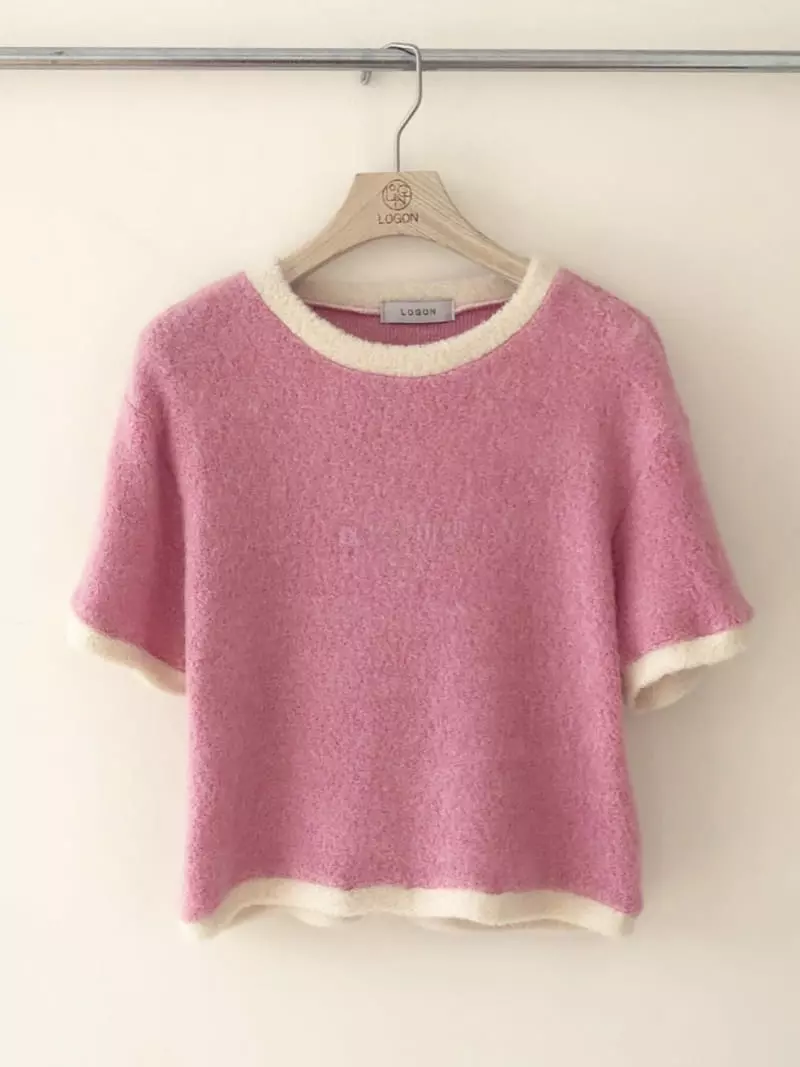 Logon - Korean Women Fashion - #vintageinspired - Cotton Candy Knit Tee - 12