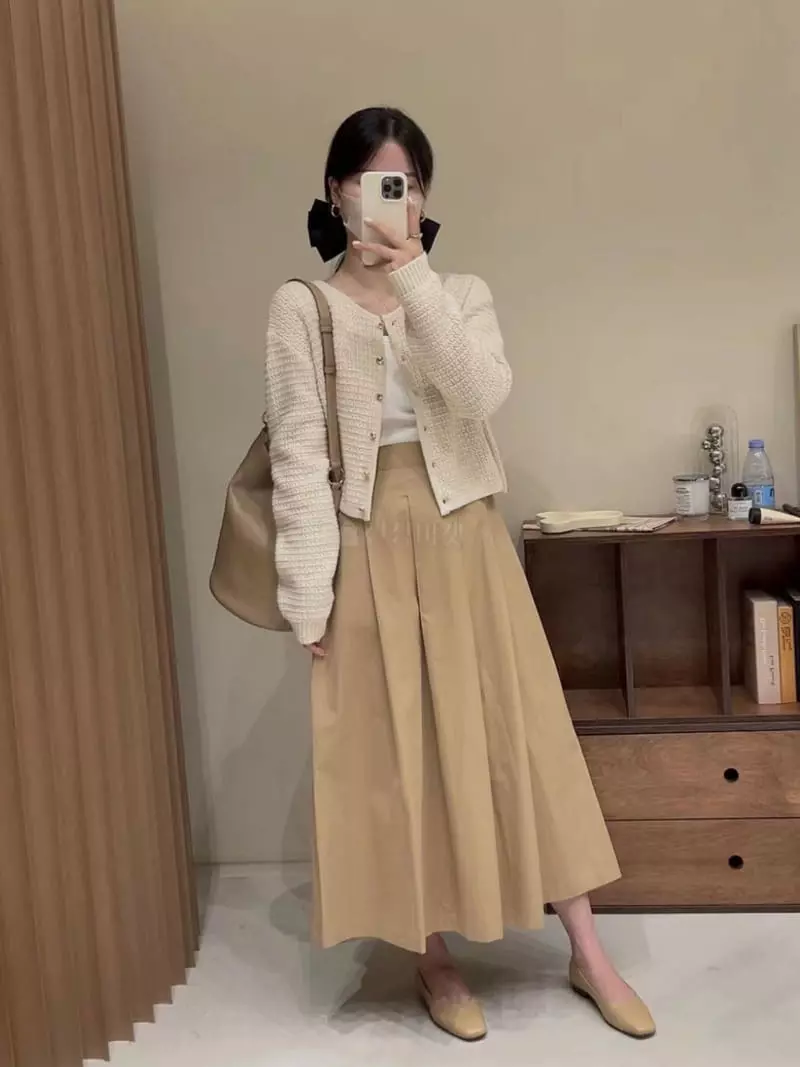 Logon - Korean Women Fashion - #womensfashion - Winkle Cotton Skirt - 5