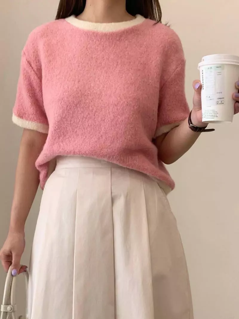 Logon - Korean Women Fashion - #womensfashion - Cotton Candy Knit Tee