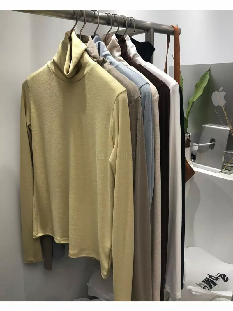 Logon - Korean Women Fashion - #womensfashion - Basic Turtleneck Tee - 3