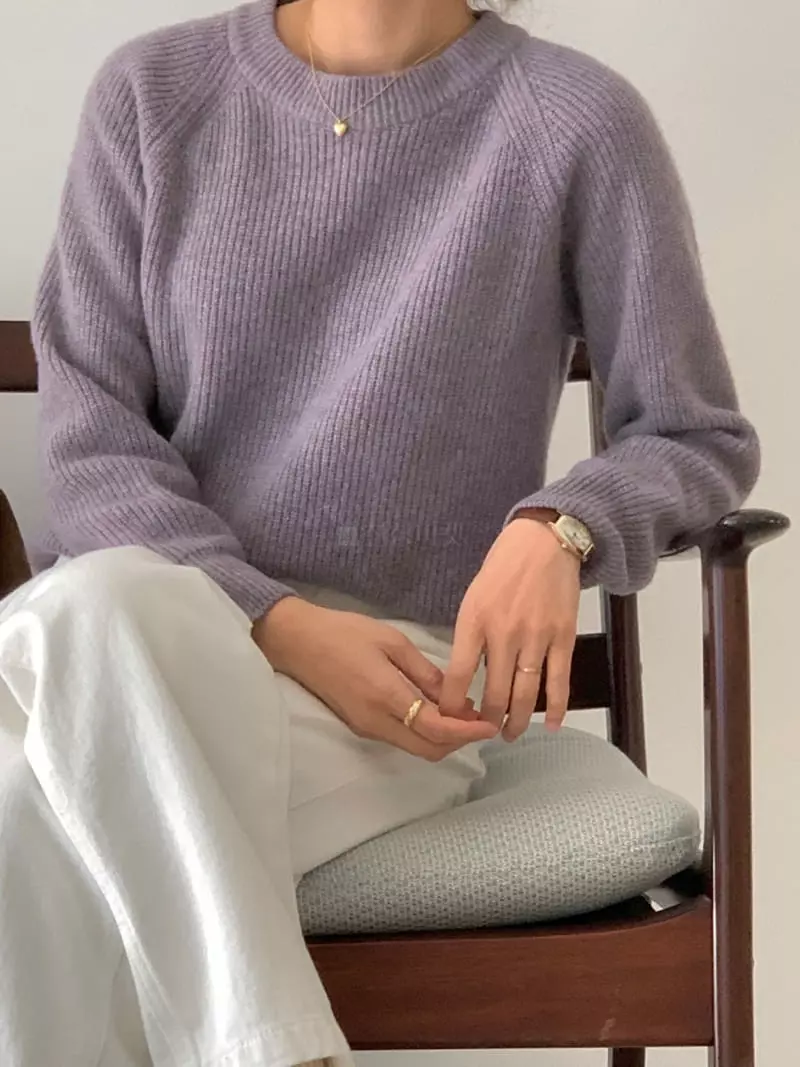 Loringrei - Korean Women Fashion - #momslook - R Knit Tee - 10